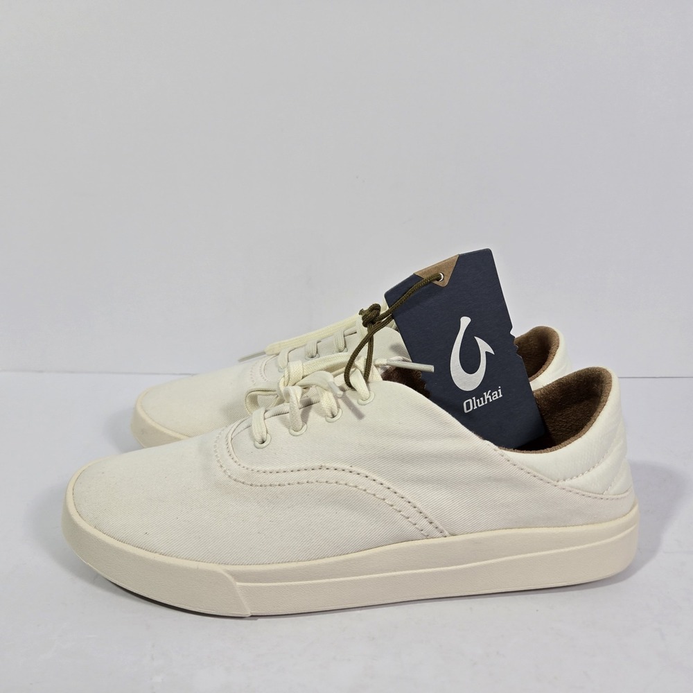 NEW Olukai Kohu Off White Womens 7.5 Casual Lace Up Shoes Sneakers